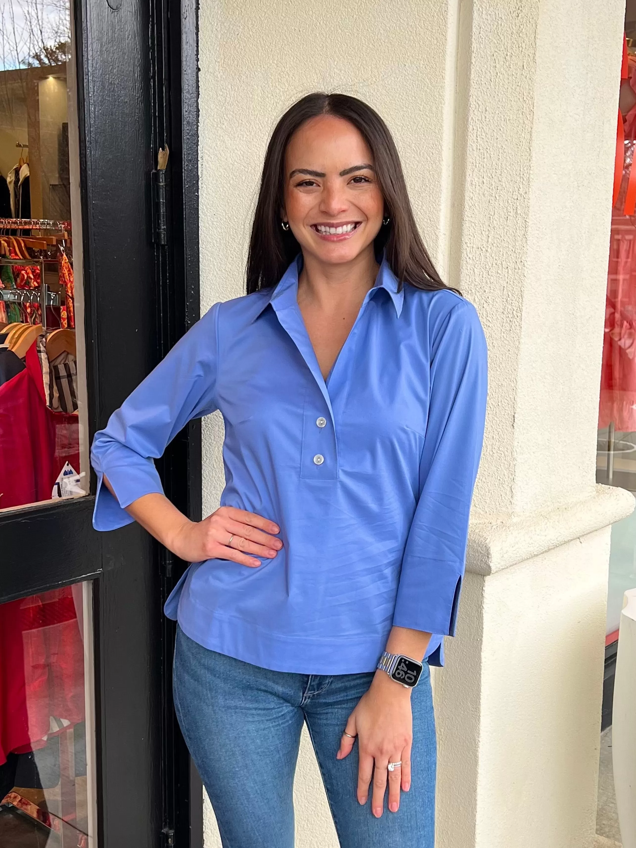 HINSON WU Tops^Aileen 3/4 Sleeve Blouse In Sky Blue