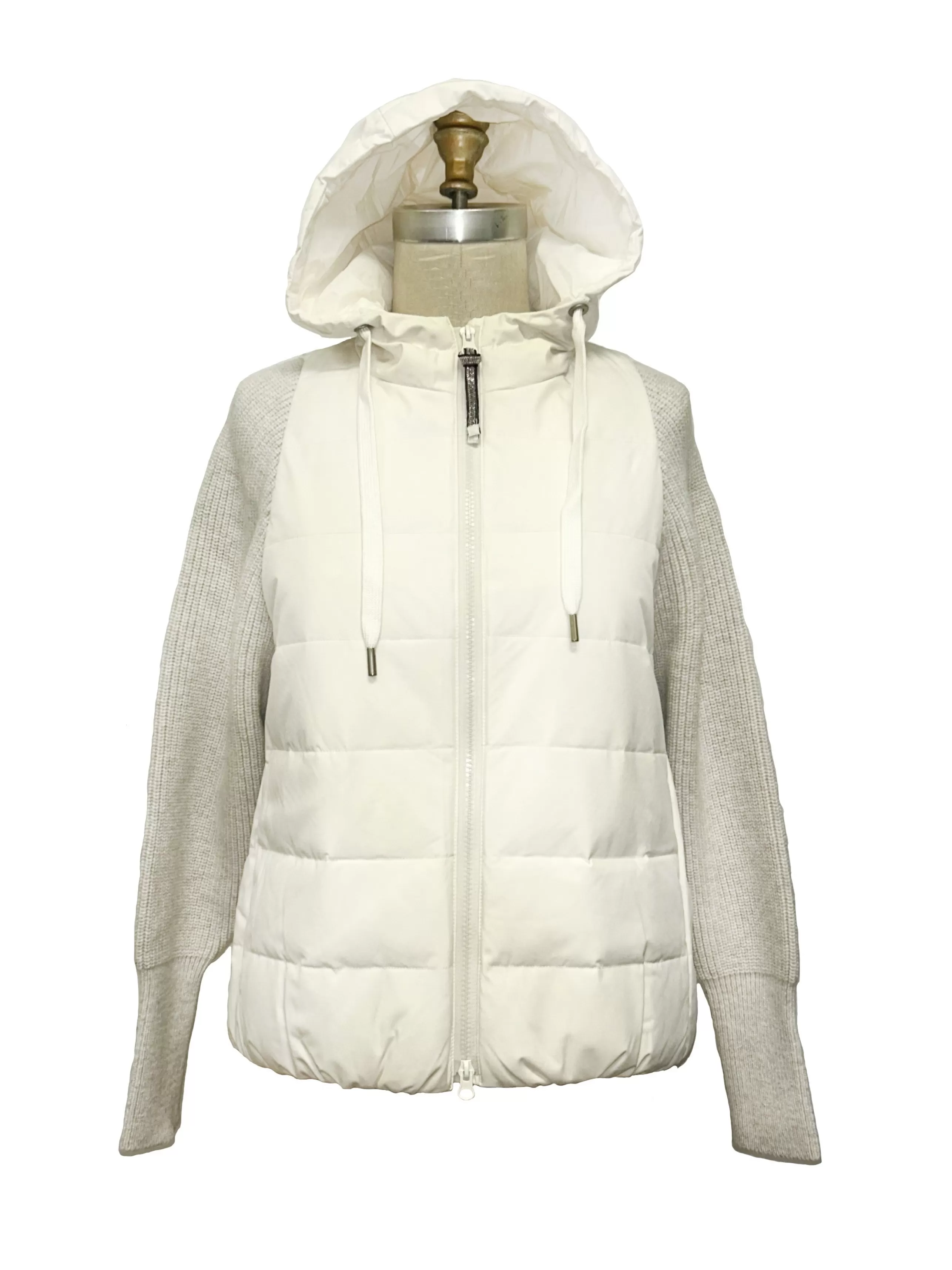 LINDA RICHARD Outerwear^Cashmere Knit Puffer Jacket In White