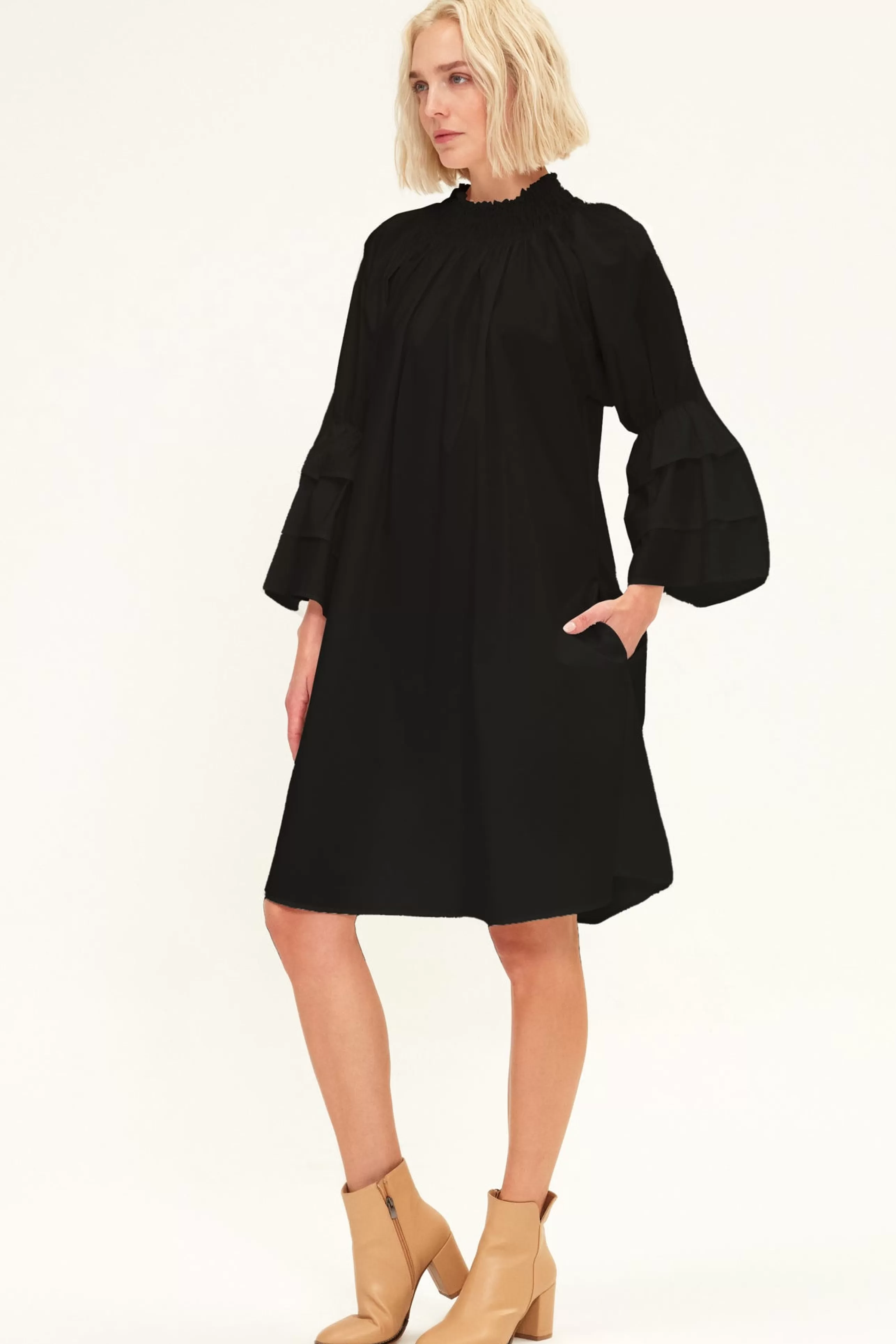 HARSHMAN Dress Shop^Daphne Dress In Black Poplin *Final Sale*