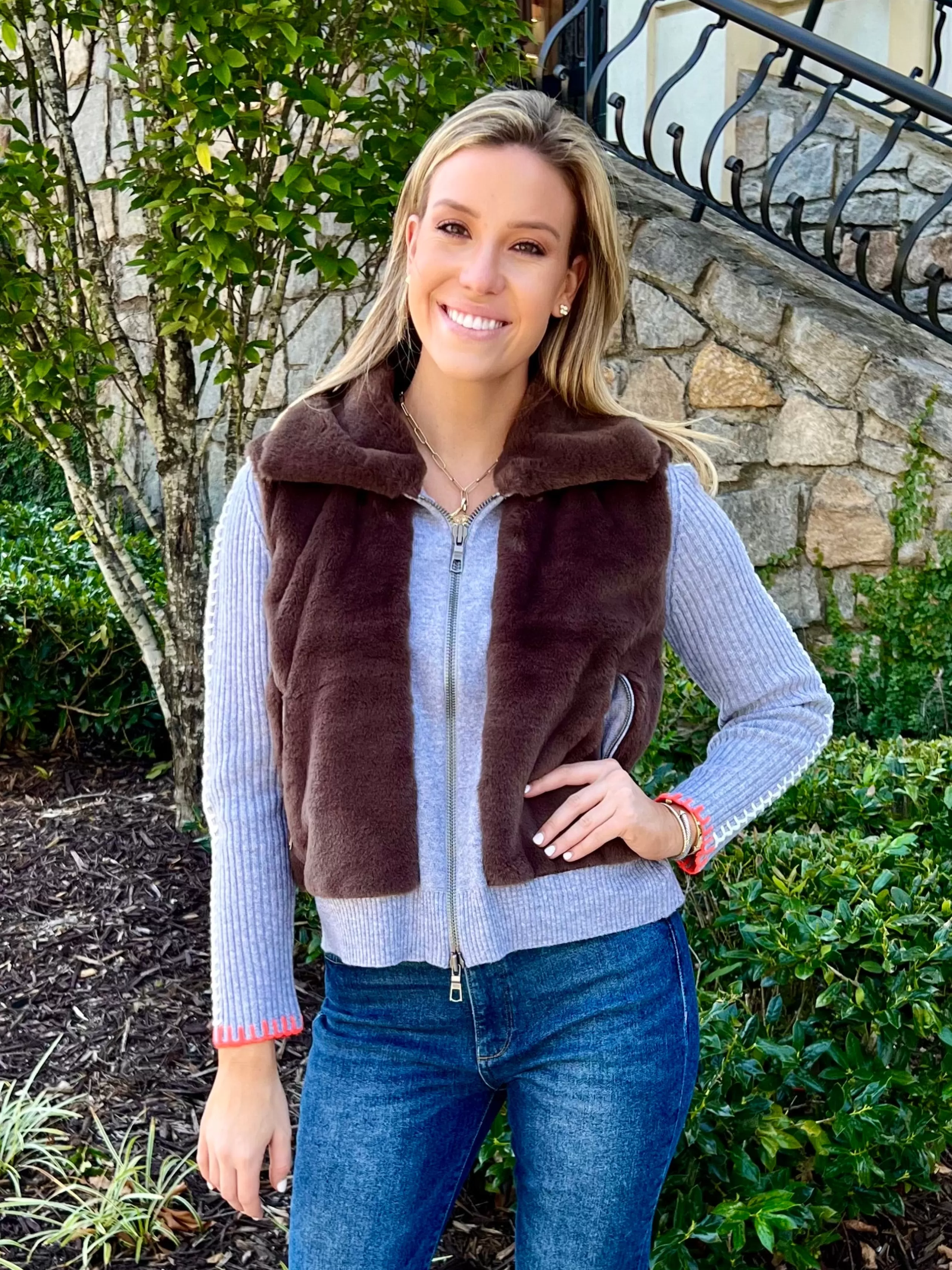 LISA TODD Outerwear^Faux Fine Sweater Jacket In Charcoal/Java