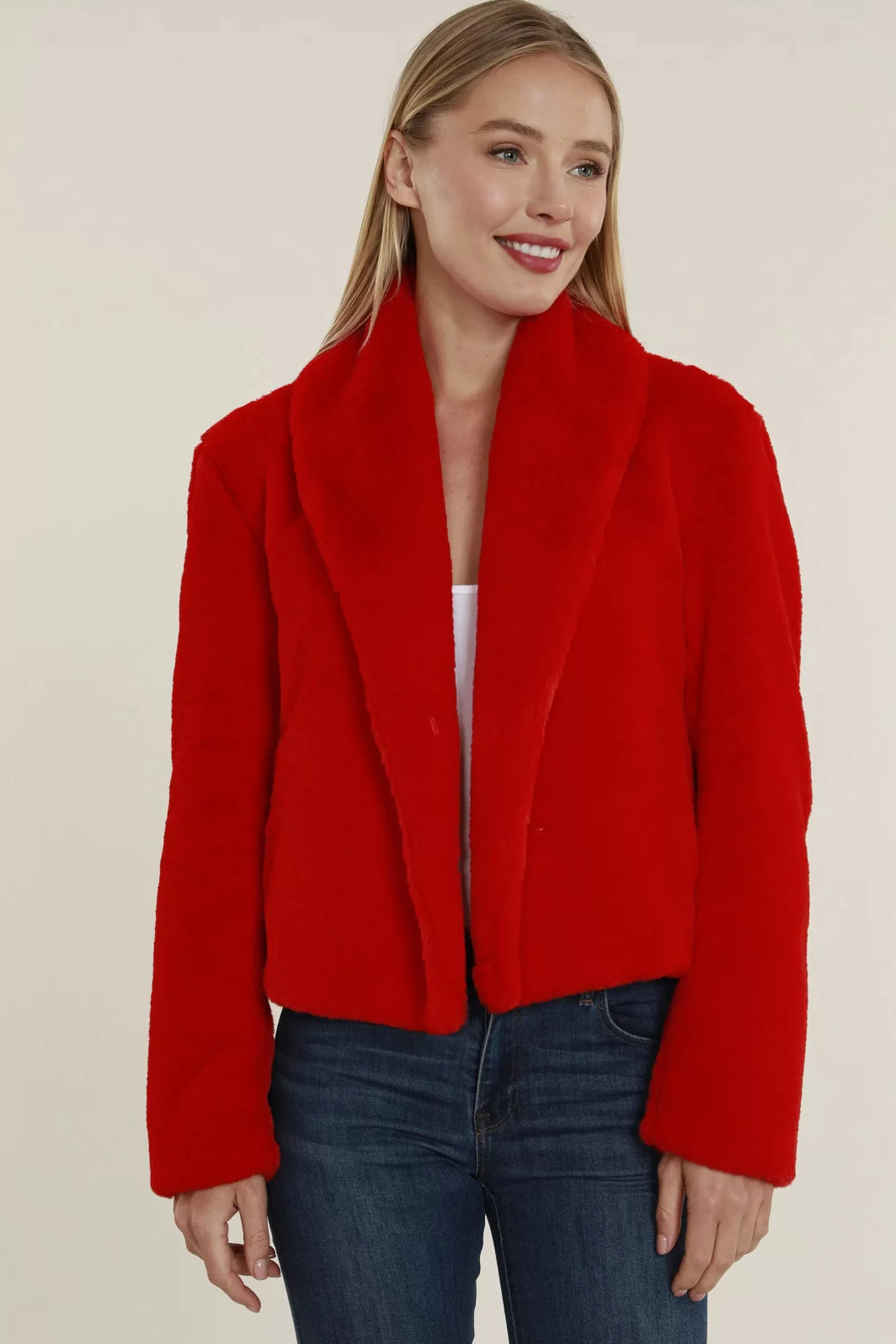 DOLCE CABO Outerwear^Faux Fur Shawl Collar Jacket In Red