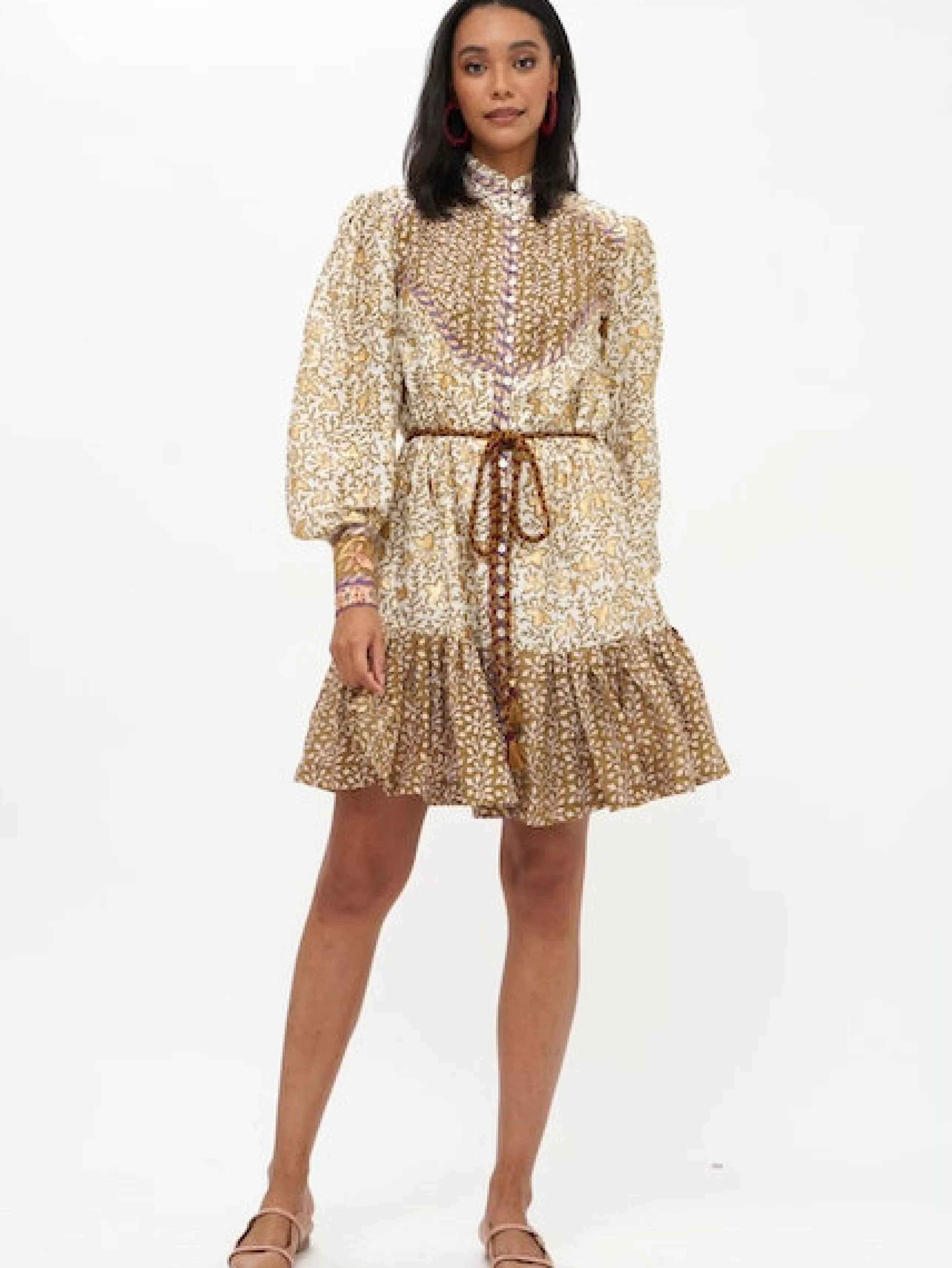 OLIPHANT Dress Shop^High Neck Mini Dress In Olive Marachesa