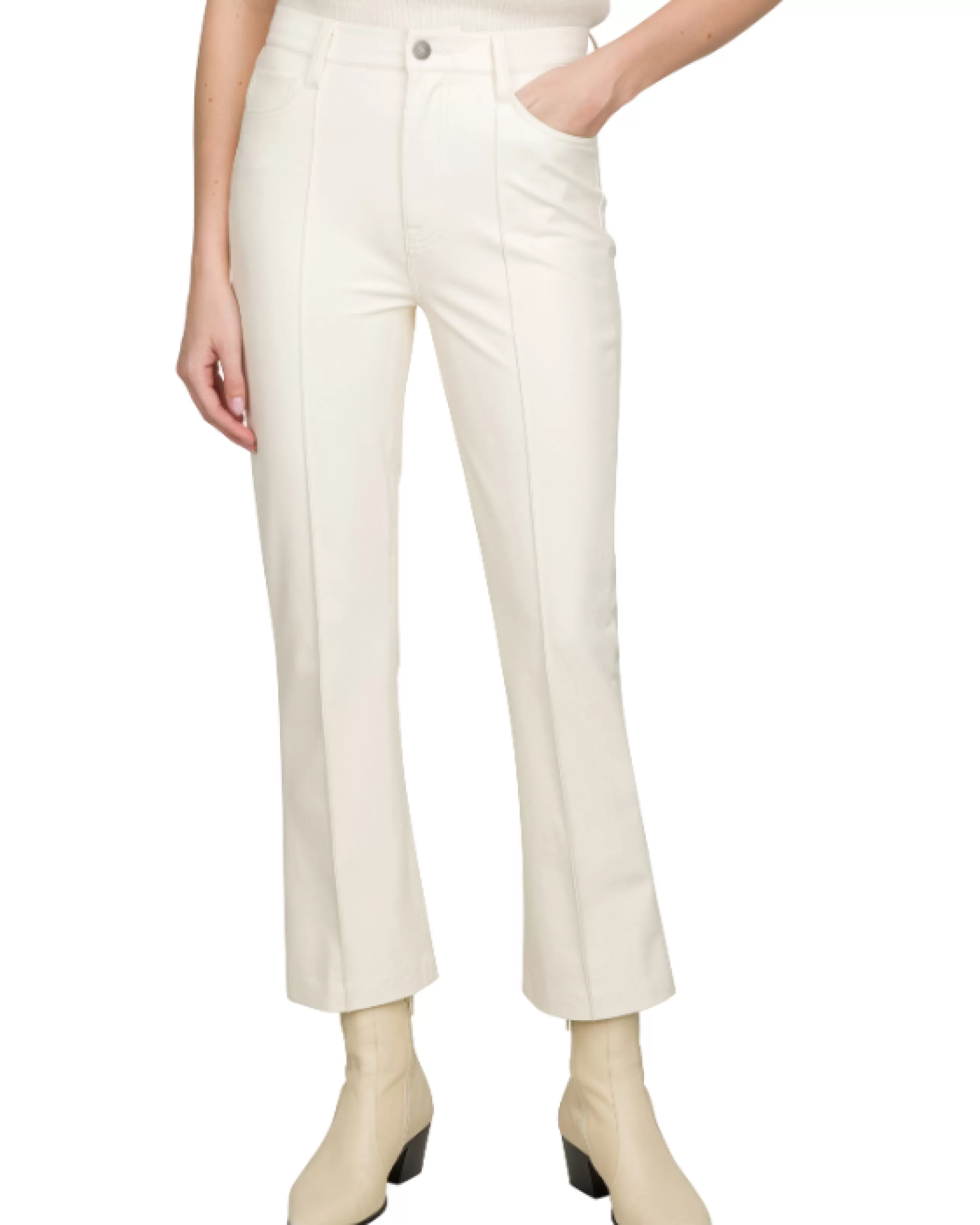 SEVEN JEANS Bottoms^High Waisted Vegan Leather Slim Kick Pant In Cream