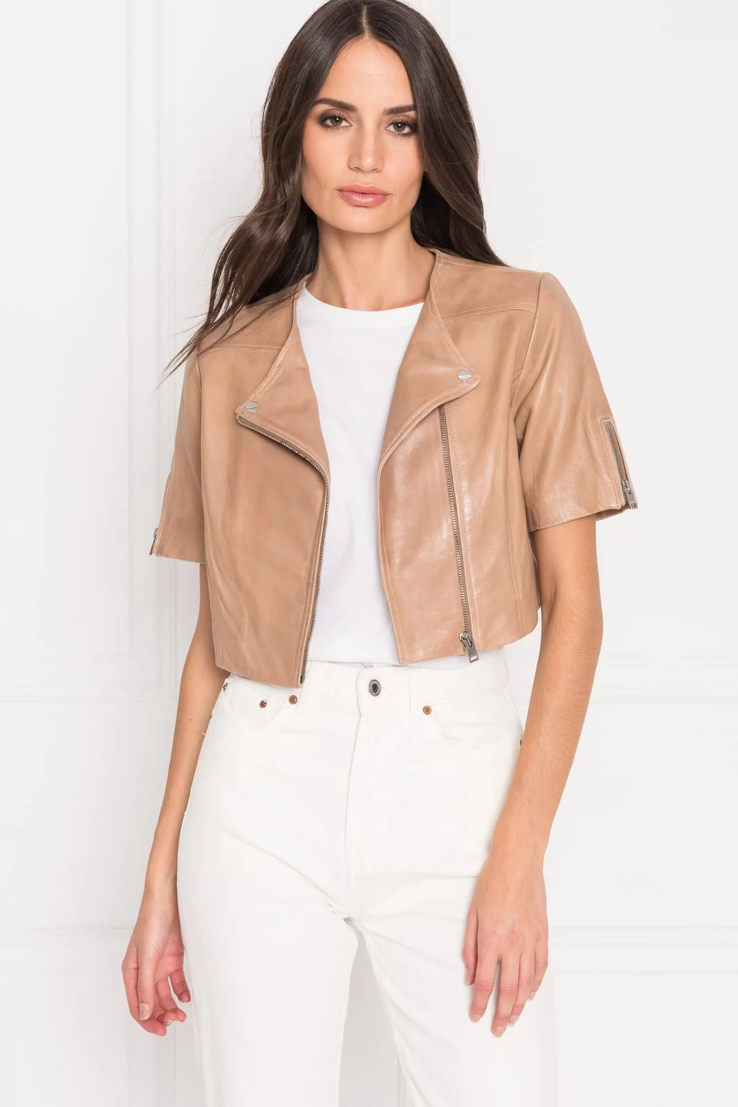 LAMARQUE Outerwear^Kirsi Cropped Biker Jacket In Camel