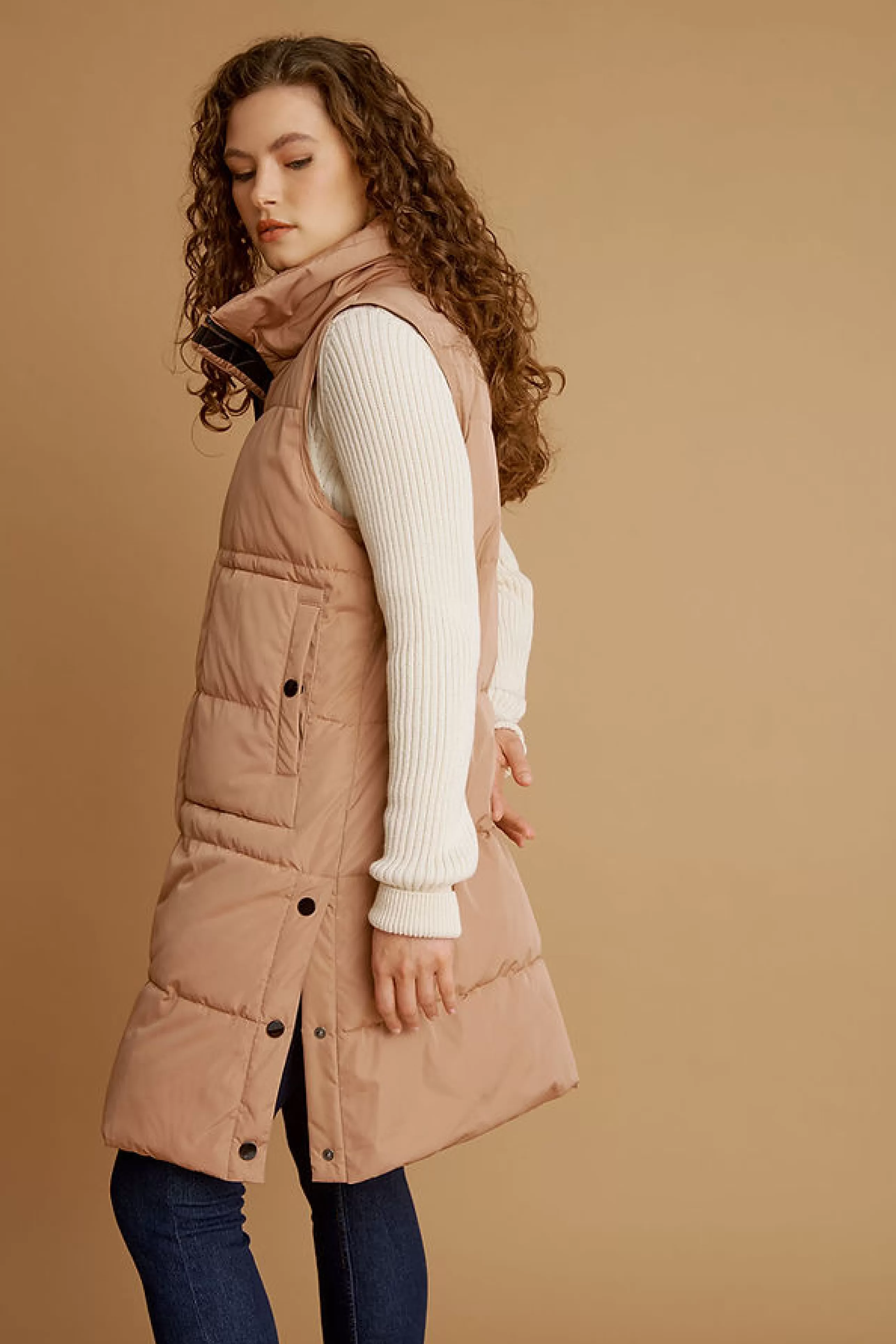 NIKKI JONES Outerwear^Long Puffer Vest In Bronzed