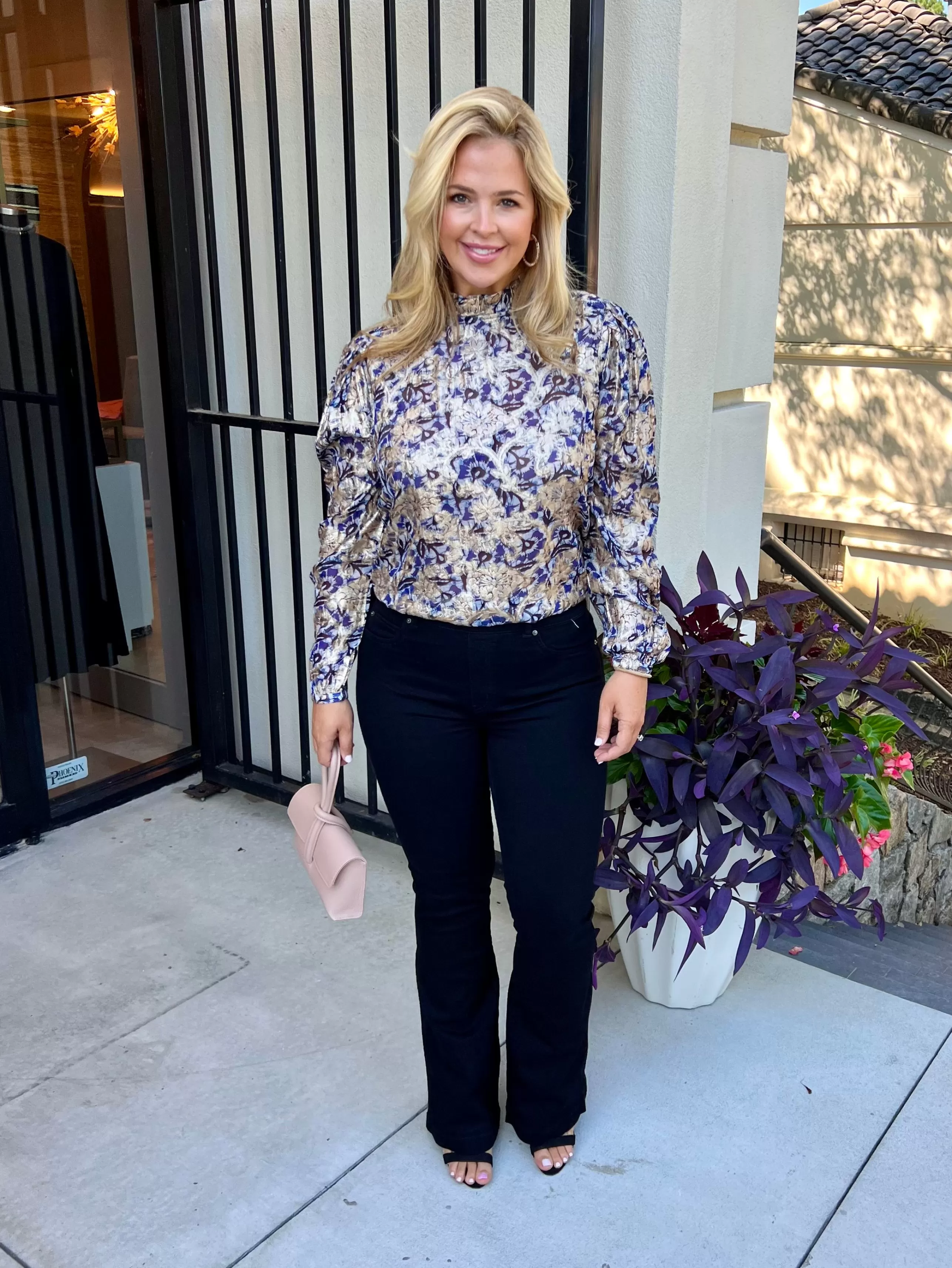 ZERO DEGREES CELCIUS Matching Sets^Lurex Floral Blouse In Blue/Gold