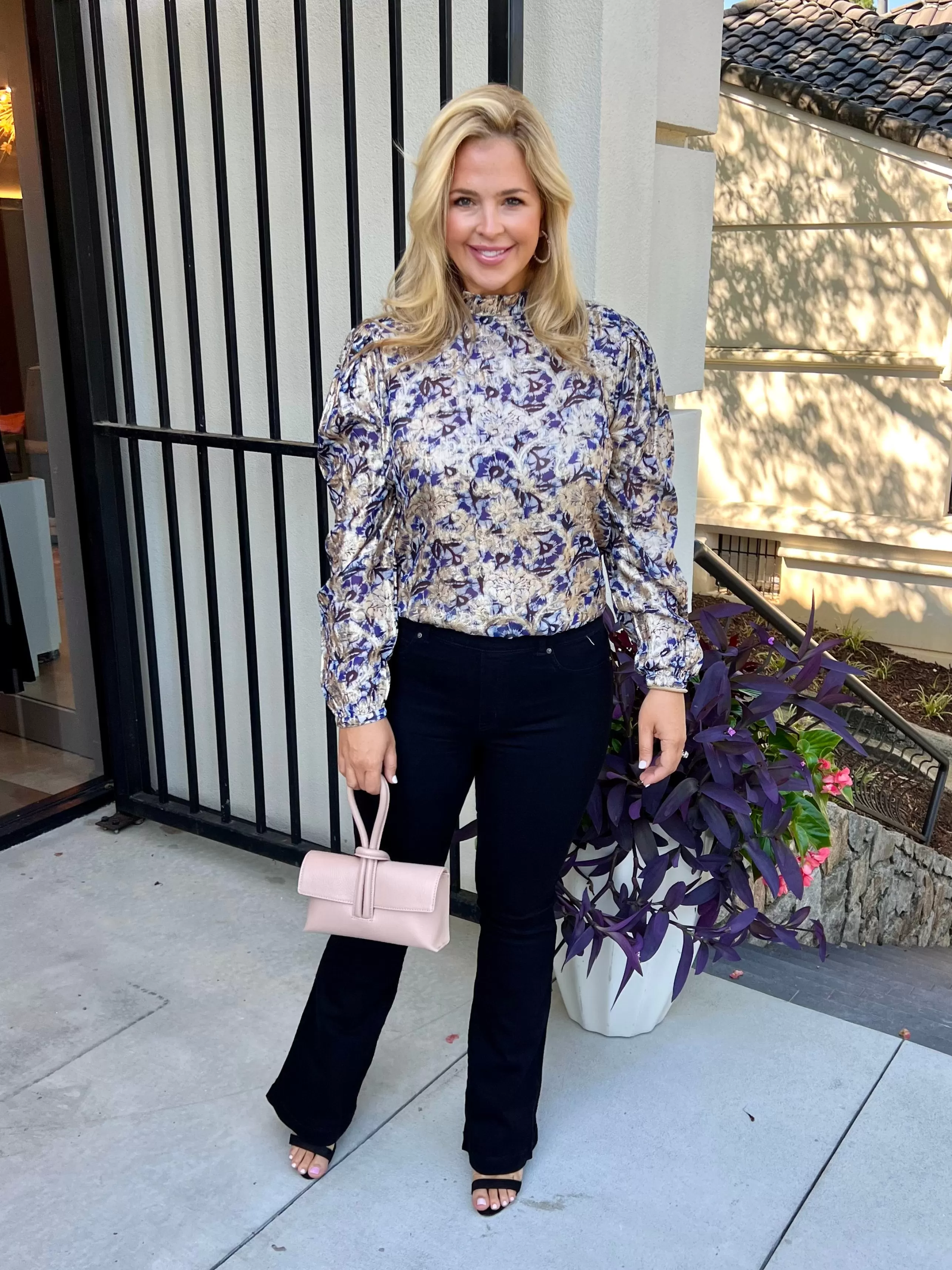 ZERO DEGREES CELCIUS Matching Sets^Lurex Floral Blouse In Blue/Gold