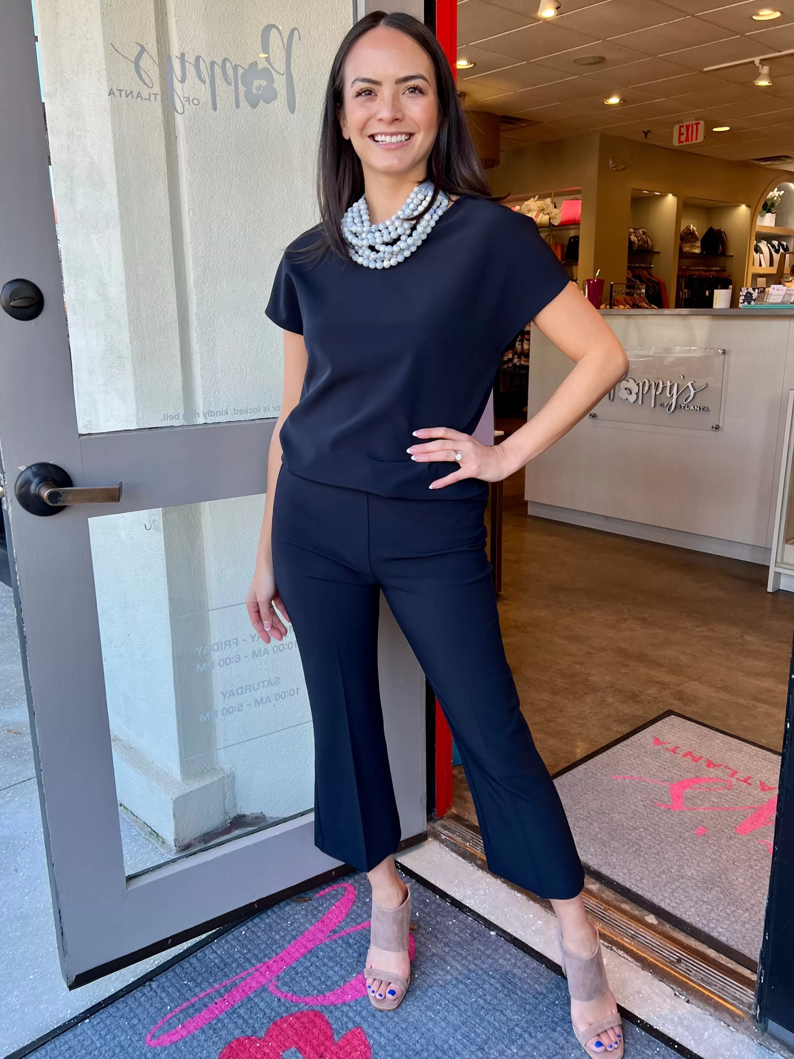 ESTELLE AND FINN Bottoms^Pull On Crop Pant In Navy