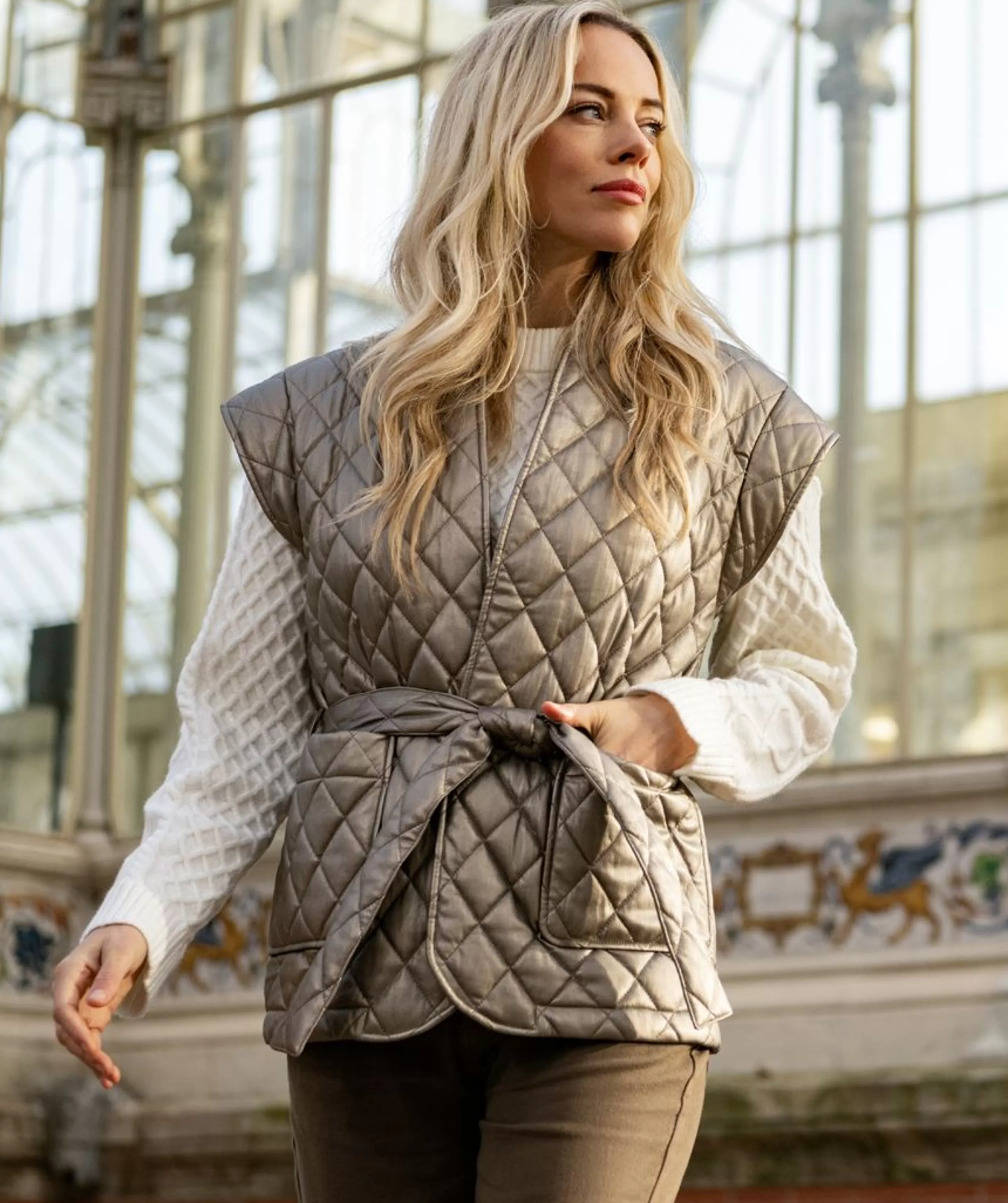 ESQUALO Outerwear^Quilted Gilet Vest In Soft Gold
