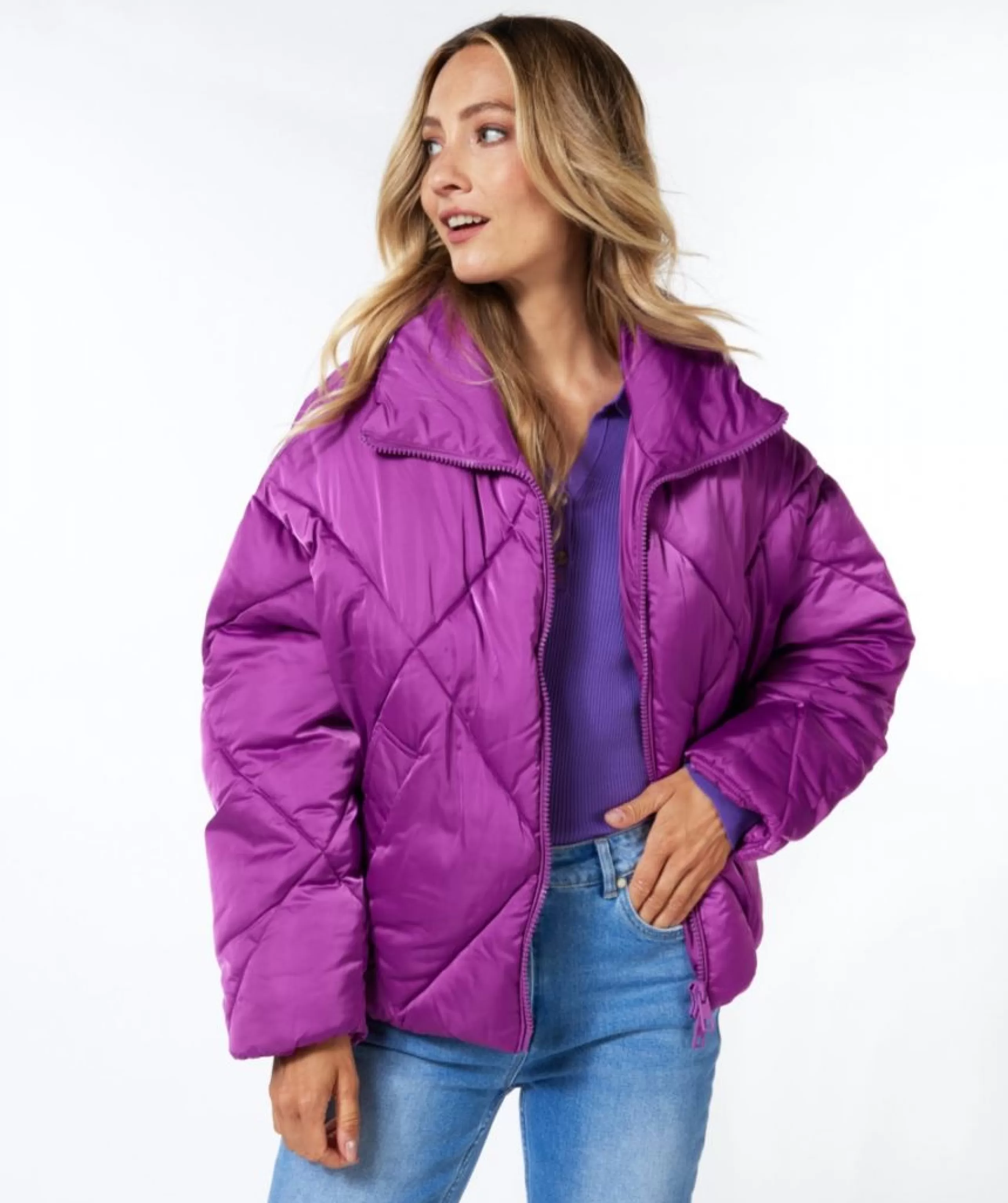 ESQUALO Outerwear^Quilted Puffer Coat In Violet