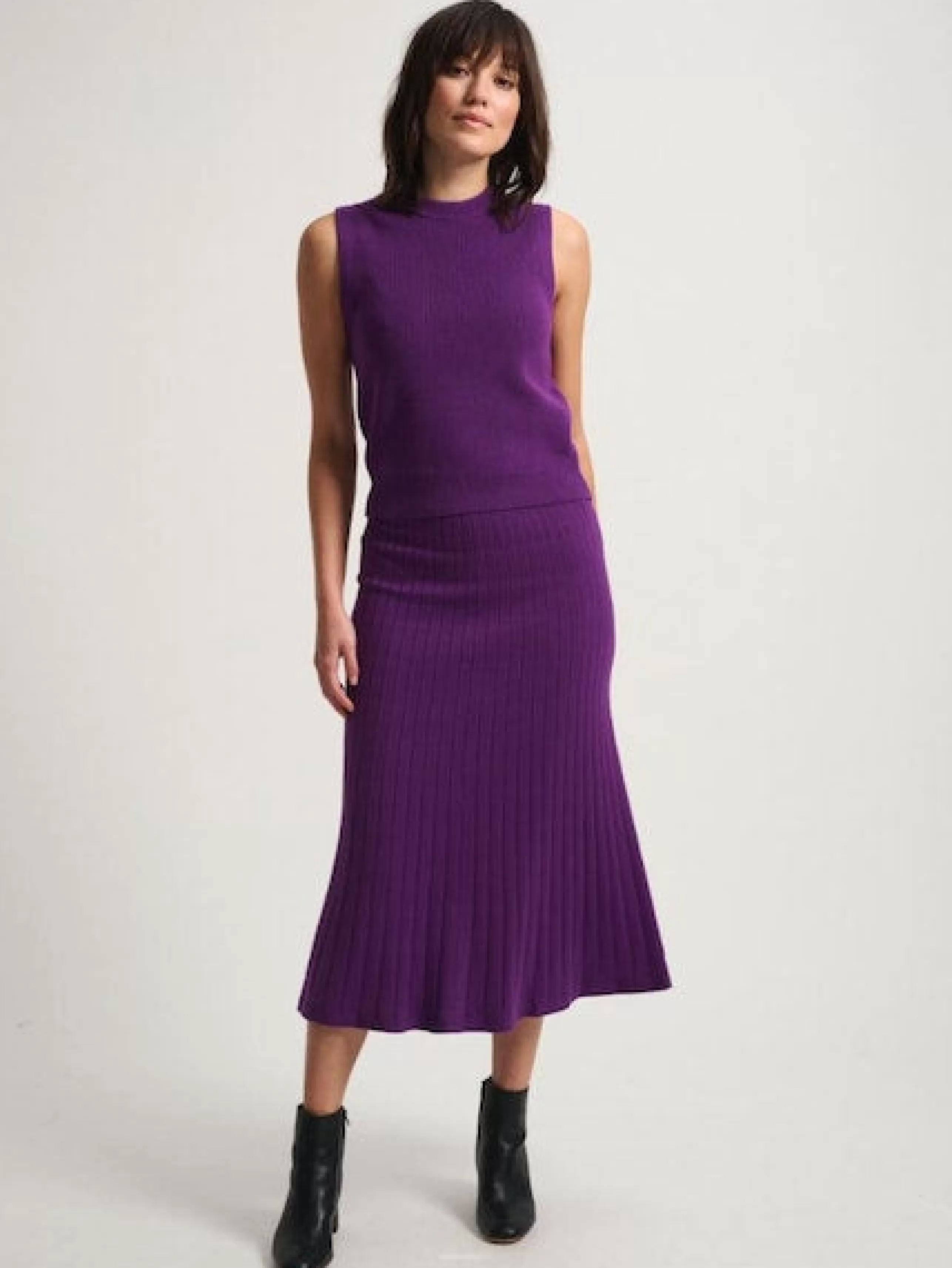 WHITE AND WARREN Matching Sets^Ribbed A-Line Skirt In Deep Verbena