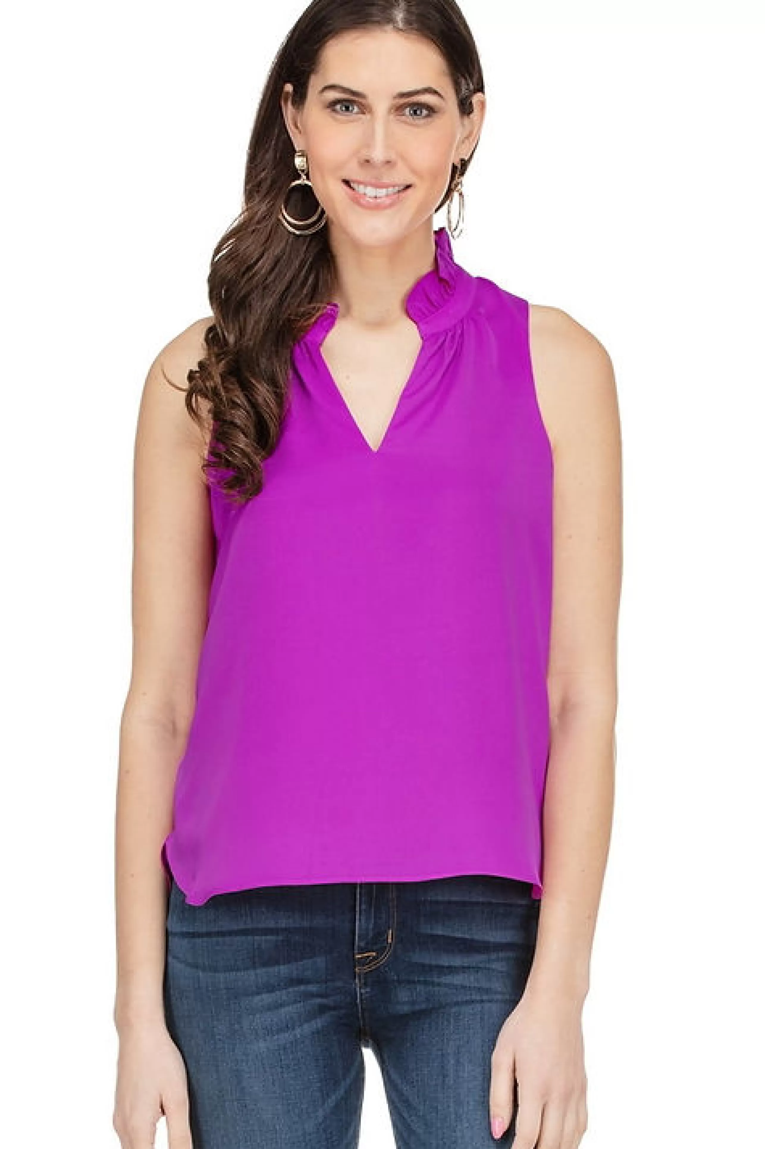 JADE Tops^Ruffle Neckline Top In Orchid