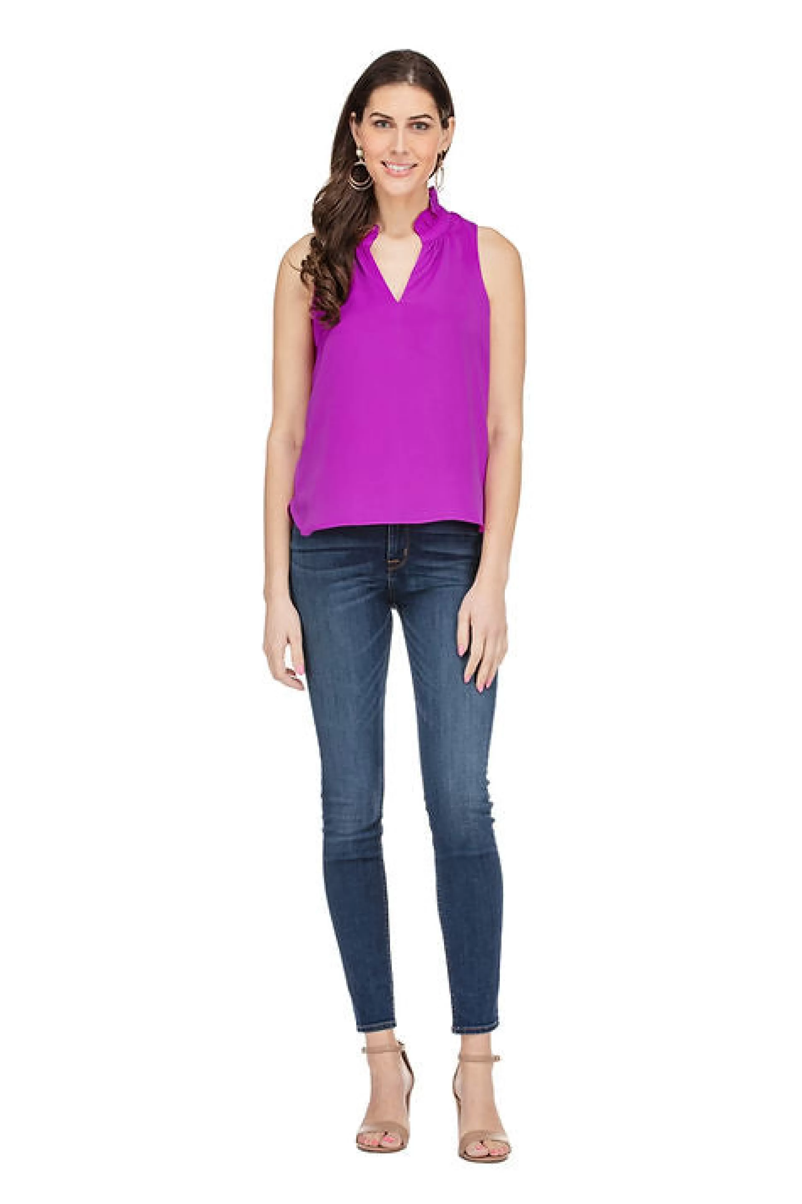 JADE Tops^Ruffle Neckline Top In Orchid