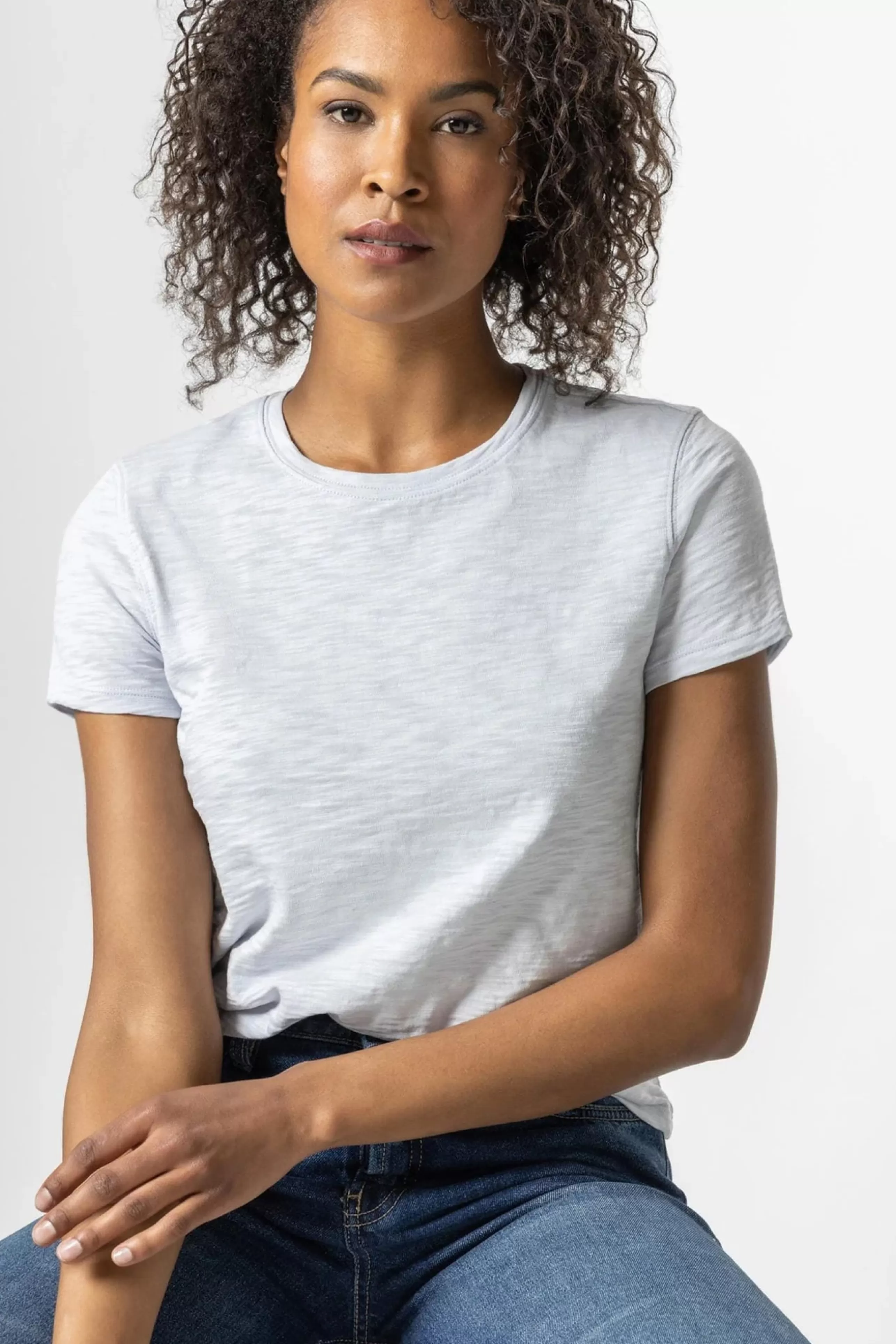 LILLA P Tops^Short Sleeve Back Seam Tee In Iceberg