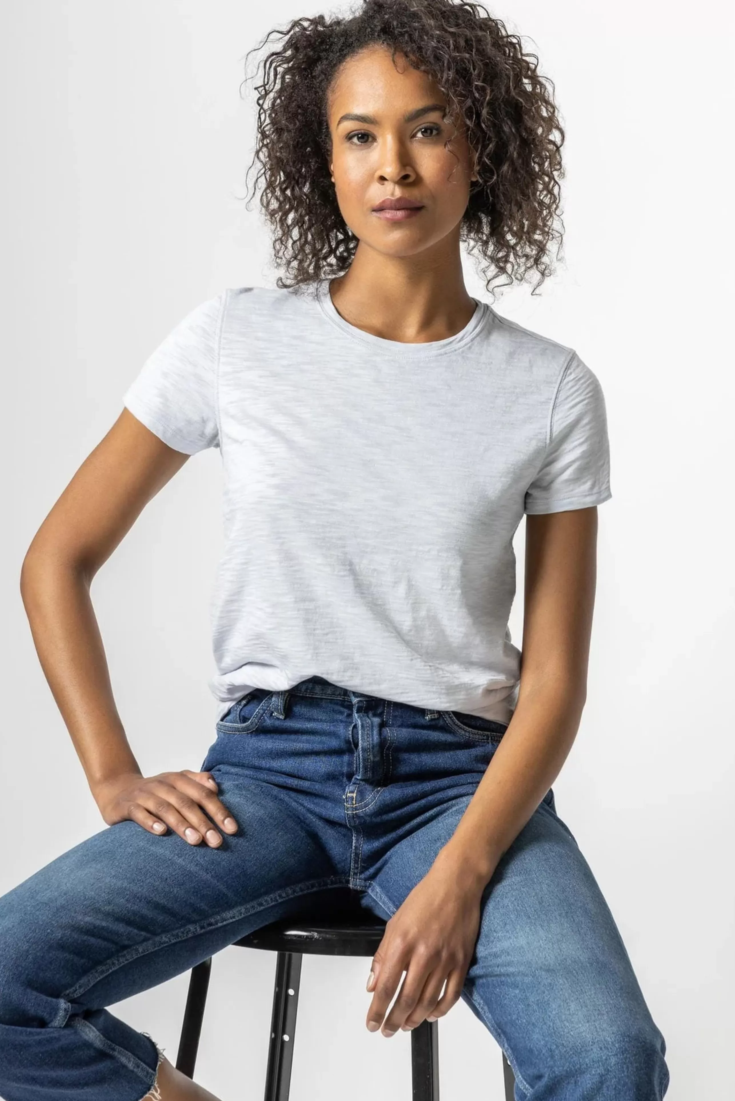 LILLA P Tops^Short Sleeve Back Seam Tee In Iceberg