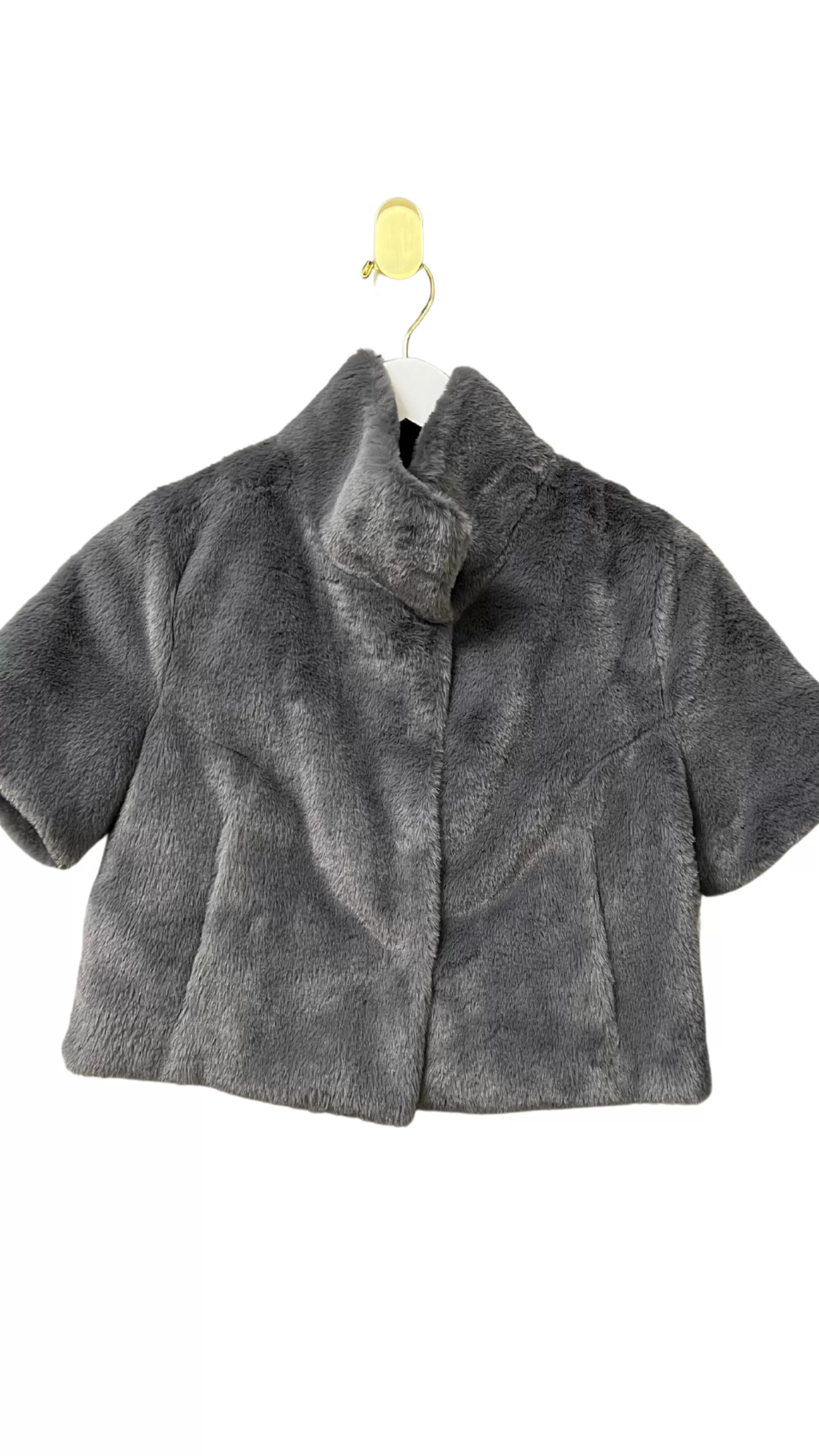 GLAMOURPUSS Outerwear^Standing Collar Faux Fur Bolero Jacket In Grey